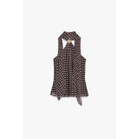 ZARA HALTER TOP WITH HARDWARE AND POLKA DOTS - Picture 7 of 9